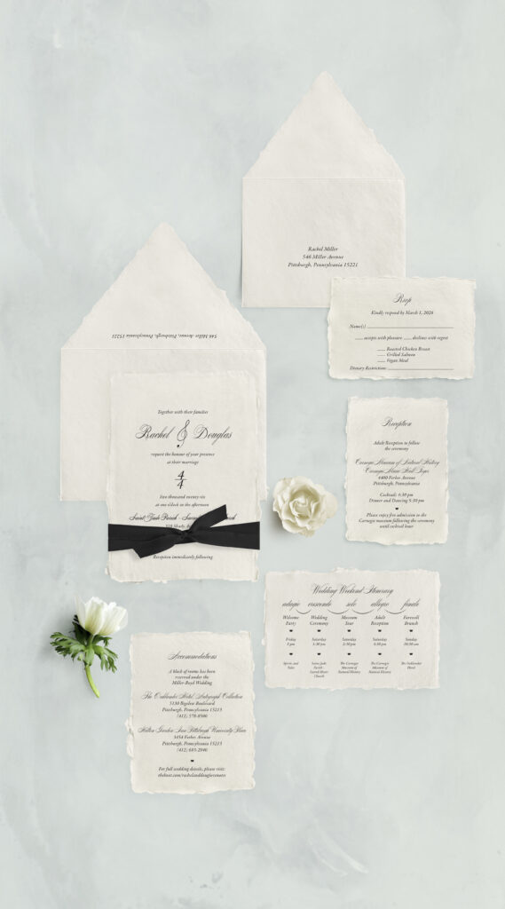 Deckled Homemade Paper Invitation Package