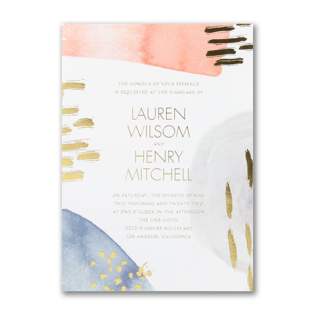 Watercolor and Foil Stripes Invitation