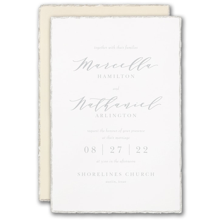 Pearl Feather Deckle Invitation