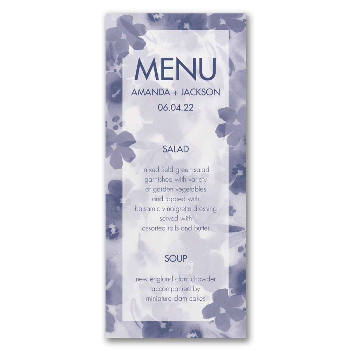 Floral Flare - Menu Card - White