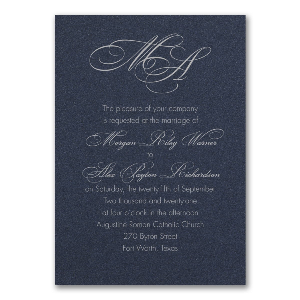 French Expressions - Invitation - Navy Shimmer