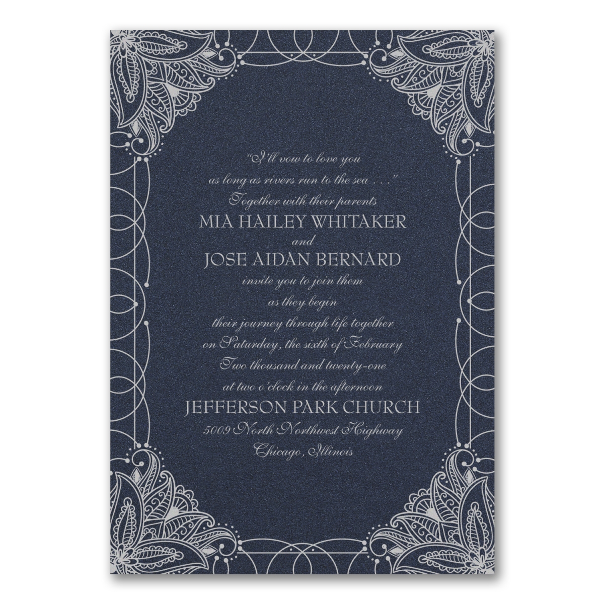 Global Garden Invitation - Navy Shimmer