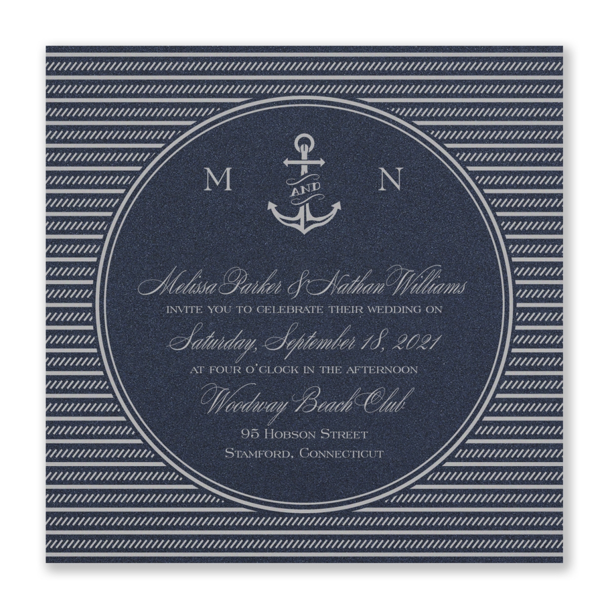 Nautical Love Invitation - Navy Shimmer