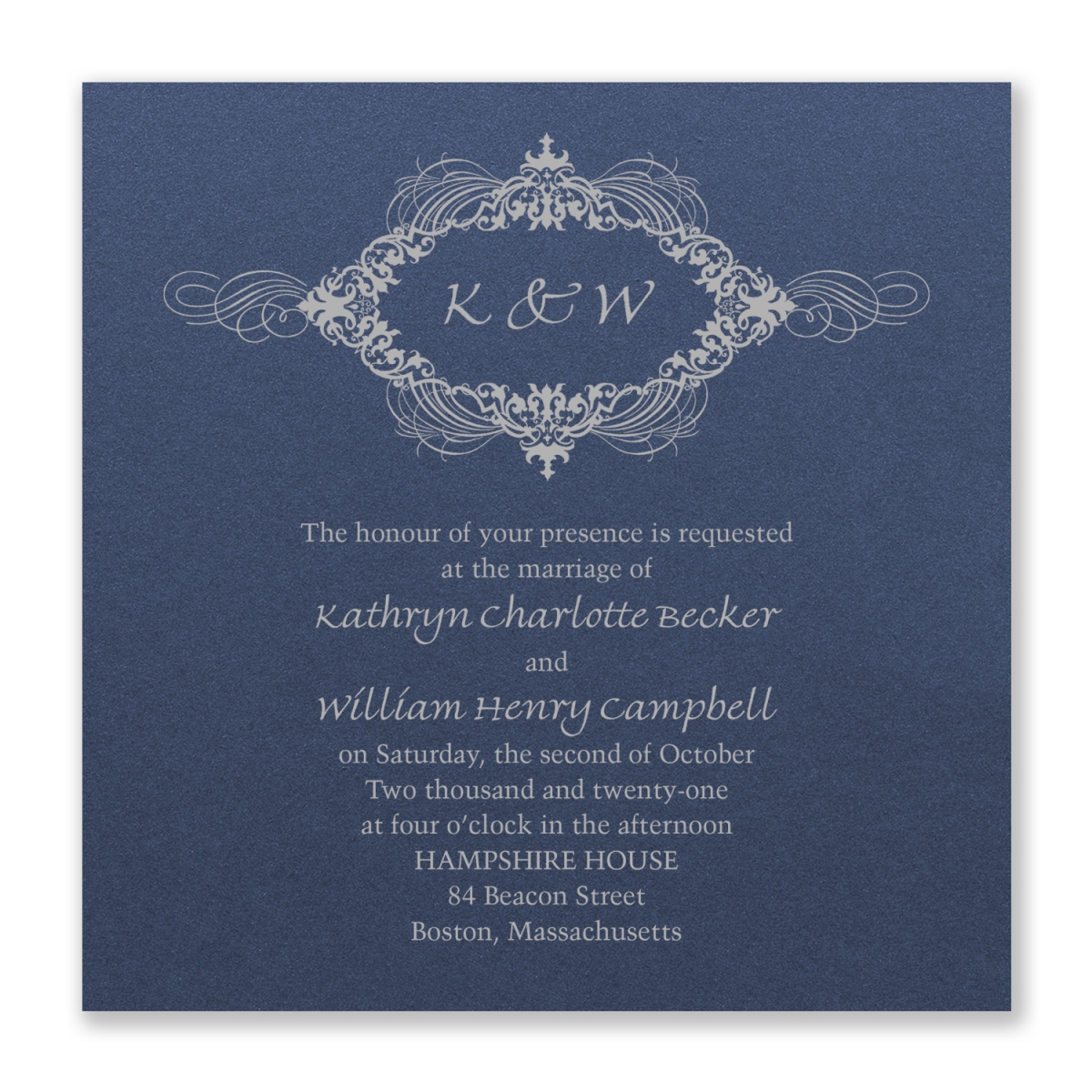 Opulent Flourish Invitation - Sapphire Shimmer