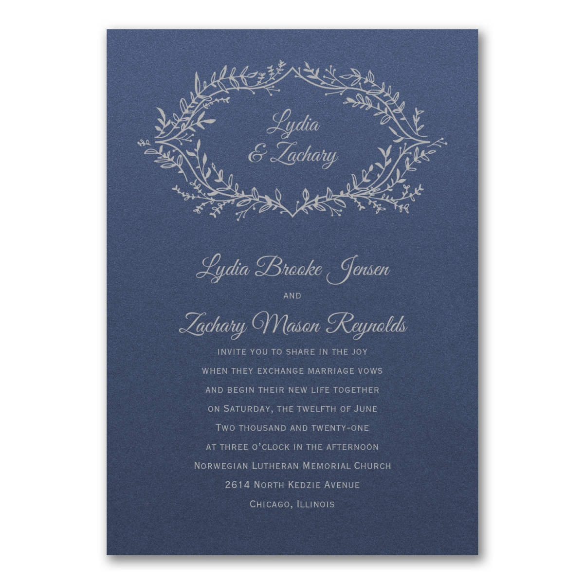 Rustic Greenery Invitation - Sapphire Shimmer