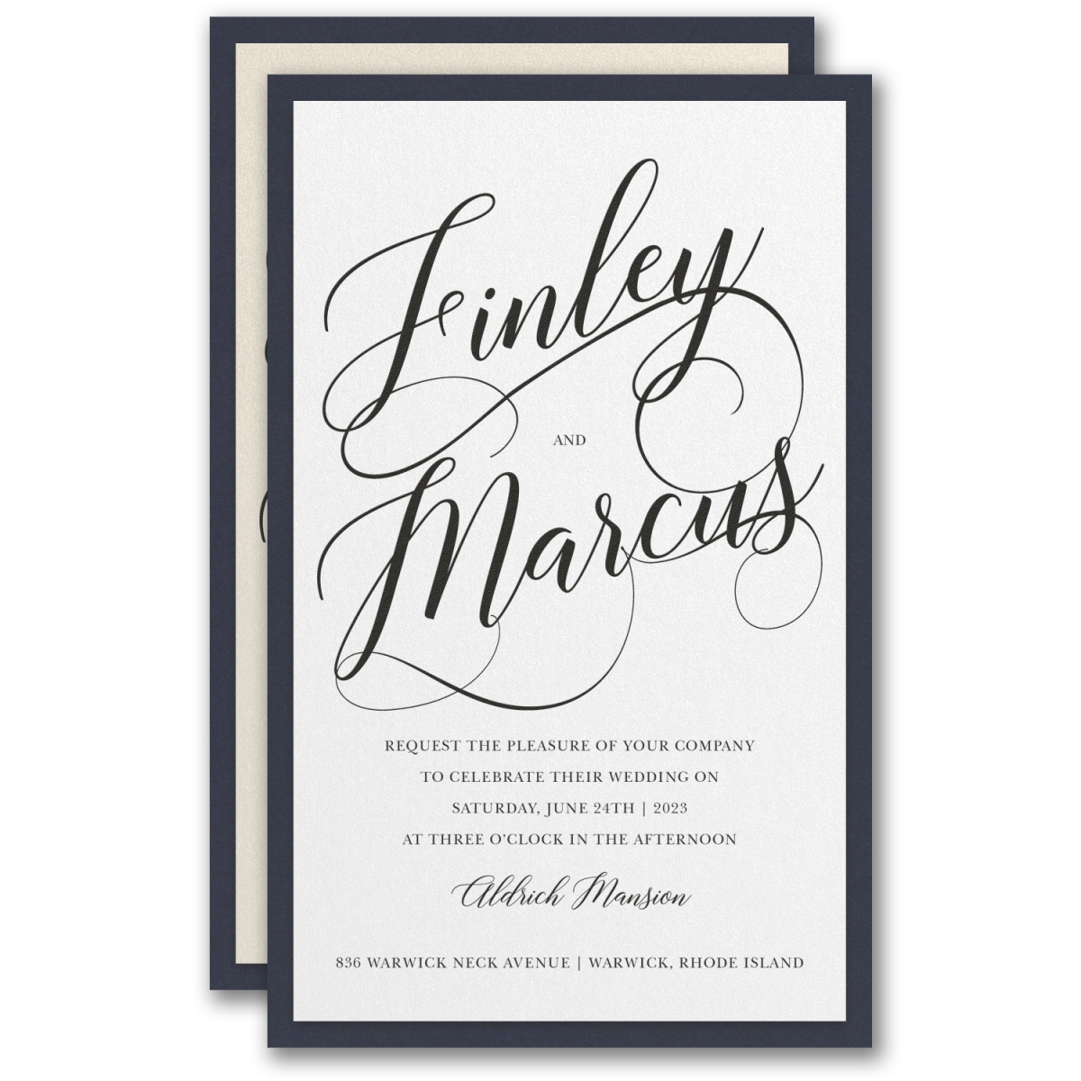 Stylishly Layered Invitation - Navy Backer