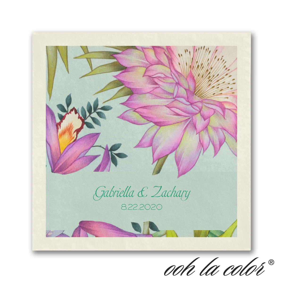 Tropical Paradise - Beverage Napkin - Ecru