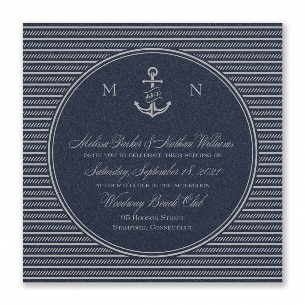 Nautical Love Invitation - Navy Shimmer
