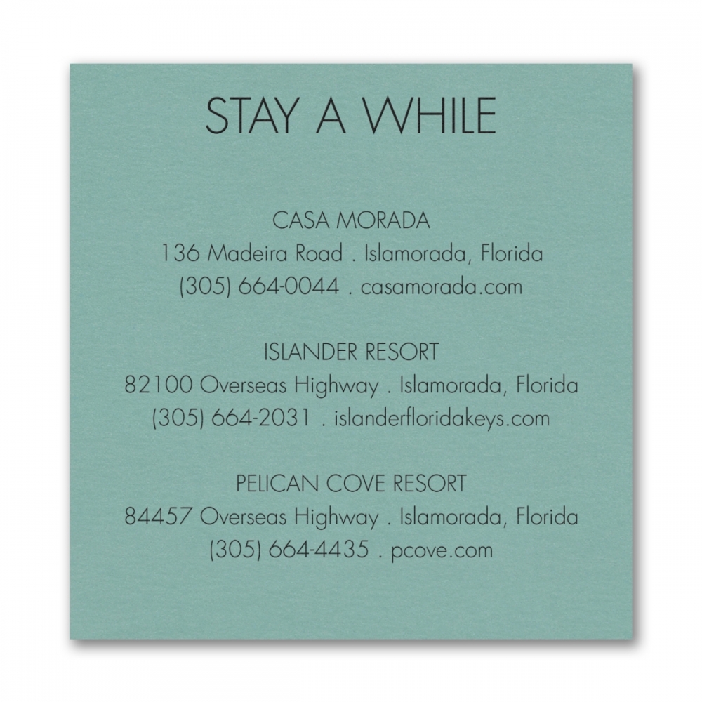 Simply In Love - Accommodation Card - Lagoon Shimmer