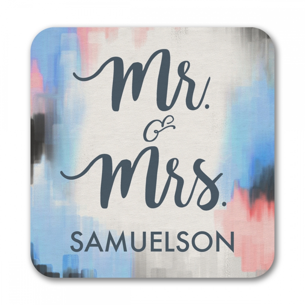 Watercolor Mr. and Mrs. - Coaster